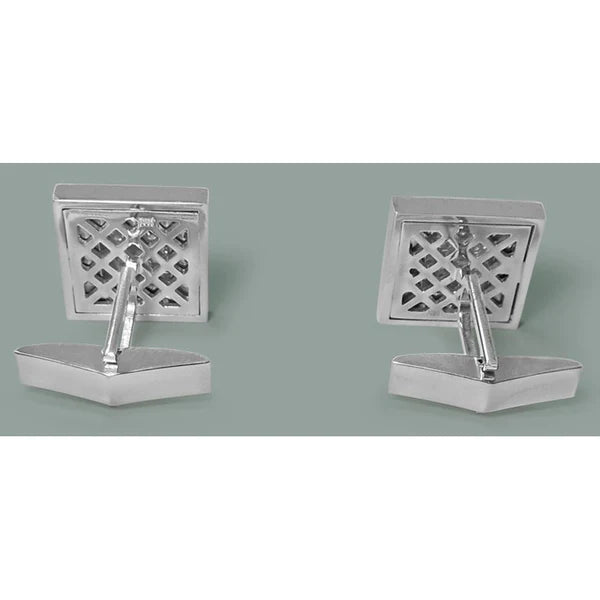 18K White Gold Men's Cuff link Pair 3.50 Carat Real Diamonds Cuff links