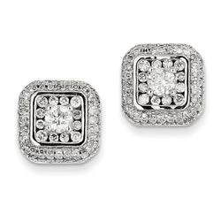 14K White Gold Natural Diamond Post Earrings 2.50 Carats Studs-Halo