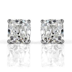14K White Gold Old Mine Cut 3 Ct Real Diamonds Women Studs Earrings