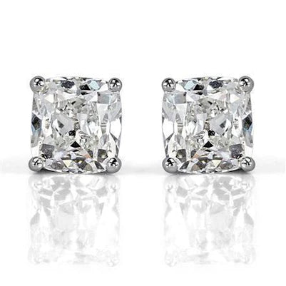 14K White Gold Old Mine Cut 3 Ct Real Diamonds Women Studs Earrings