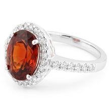 14K White Gold Oval Garnet With Natural Earth Mined Diamonds 13.25 Ct Wedding Ring