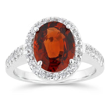 14K White Gold Oval Garnet With Natural Earth Mined Diamonds 13.25 Ct Wedding Ring
