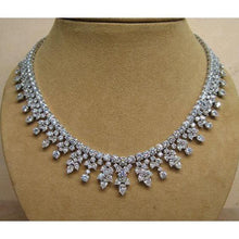 14K White Gold Pear And Round 76 Ct Genuine Diamonds Lady Necklace New