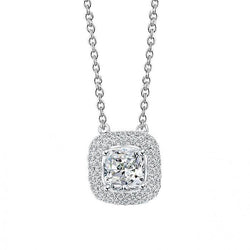 14K White Gold Pendant Necklace With Chain 3.60 Carats Natural Earth Mined Diamonds