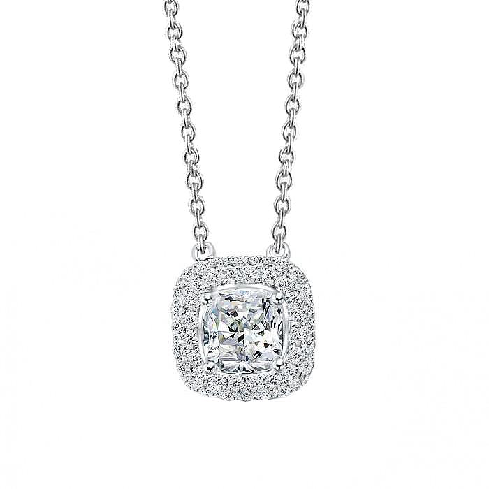 14K White Gold Pendant Necklace With Chain 3.60 Carats Genuine Diamonds