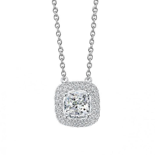14K White Gold Pendant Necklace With Chain 3.60 Carats Genuine Diamonds