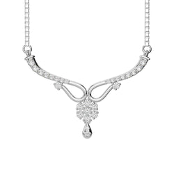 14K White Gold Round Real Diamond Lady Necklace Sparkling Jewelry 4 Carats
