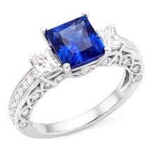 14K White Gold Royal Blue Sapphire Colored Stone Ring – 4.50-ct