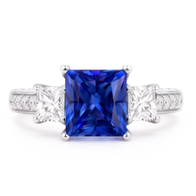 14K White Gold Royal Blue Sapphire Colored Stone Ring – 4.50-ct