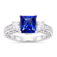 14K White Gold Royal Blue Sapphire Colored Stone Ring – 4.50-ct