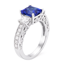 14K White Gold Royal Blue Sapphire Colored Stone Ring – 4.50-ct