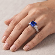 14K White Gold Royal Blue Sapphire Colored Stone Ring – 4.50-ct