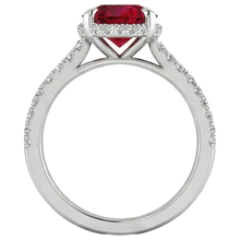 14K White Gold Ruby And Natural Earth Mined Diamonds 3.80 Carats Engagement Ring