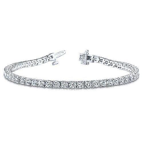 14K White Gold Sparkling Round Real Diamond Tennis Bracelet 7.50 Carats