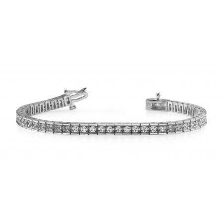14K White Gold Tennis Bracelet 7.50 Ct Round Brilliant Cut Genuine Diamonds