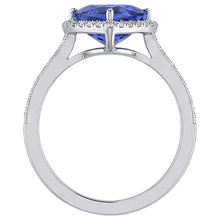 14K White Gold Trillion Tanzanite & Natural Earth Mined DIAMOND ( NOT LAB GROWN )s 3.50 Ct Anniversary Ring