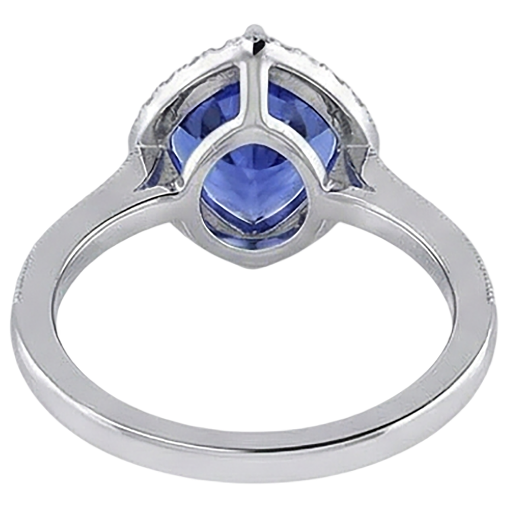 14K White Gold Trillion Tanzanite & Natural Earth Mined DIAMOND ( NOT LAB GROWN )s 3.50 Ct Anniversary Ring