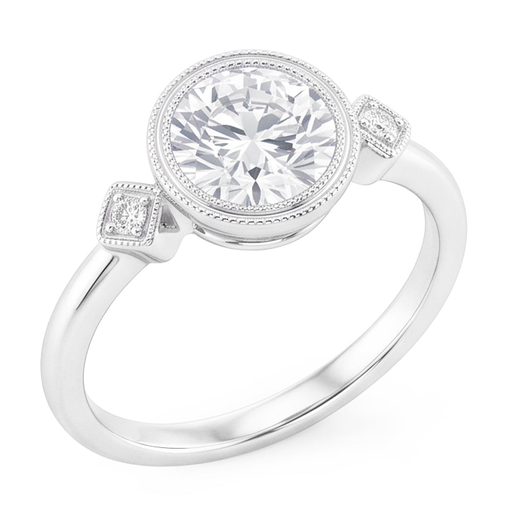 14K White Gold Trilogy Ring with Fine Diamond – 2 ct
