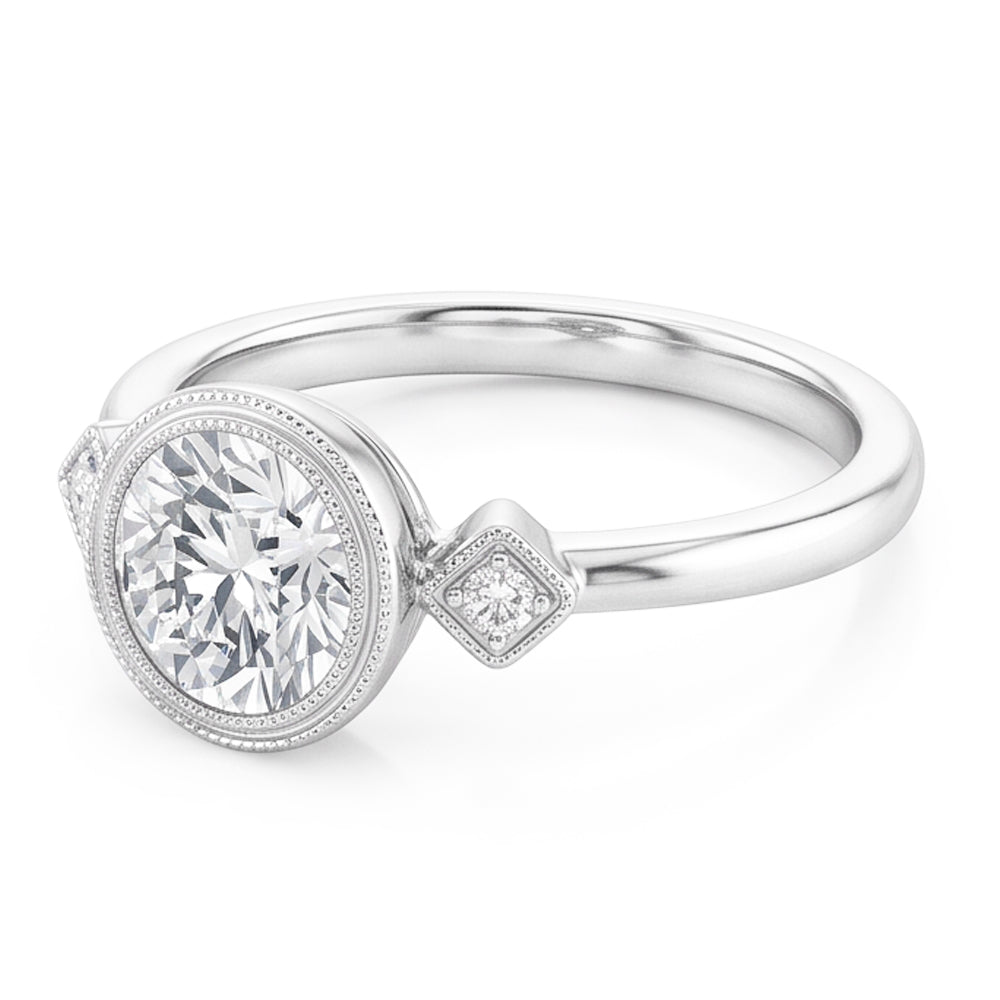 14K White Gold Trilogy Ring with Fine Diamond – 2 ct