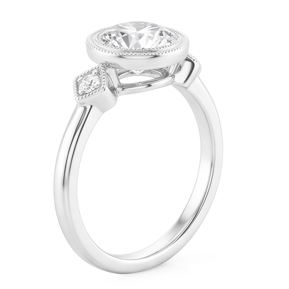 14K White Gold Trilogy Ring with Fine Diamond – 2 ct