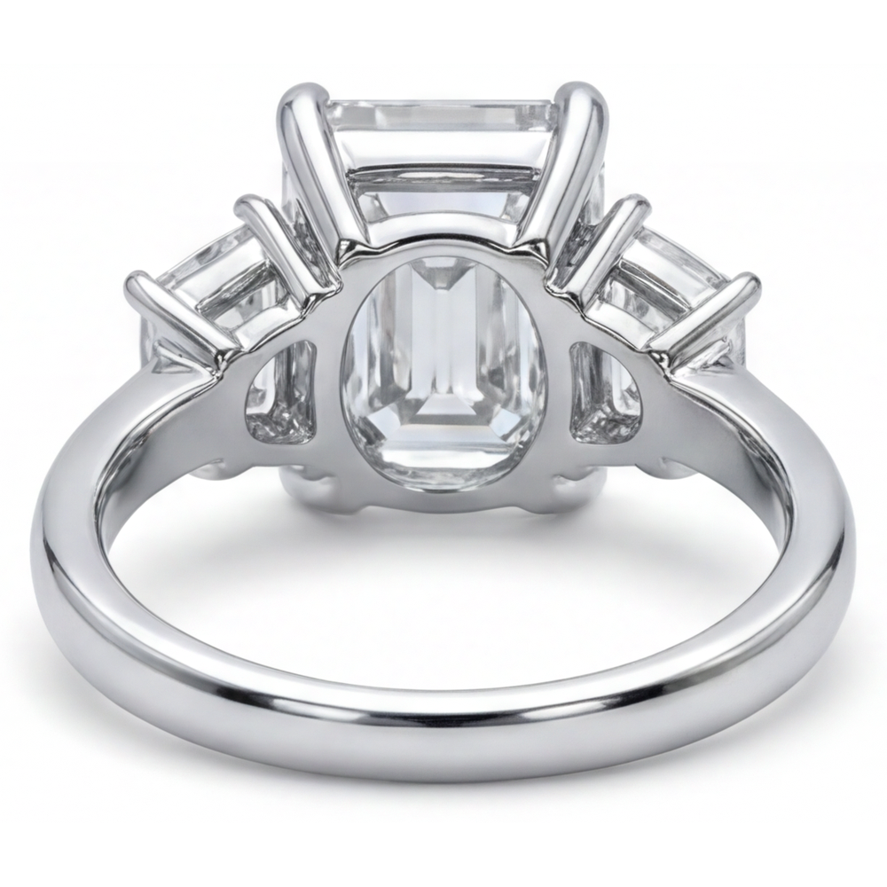 14K White Gold VVS Clarity Fine Diamond 3-Stone Ring 7 ct