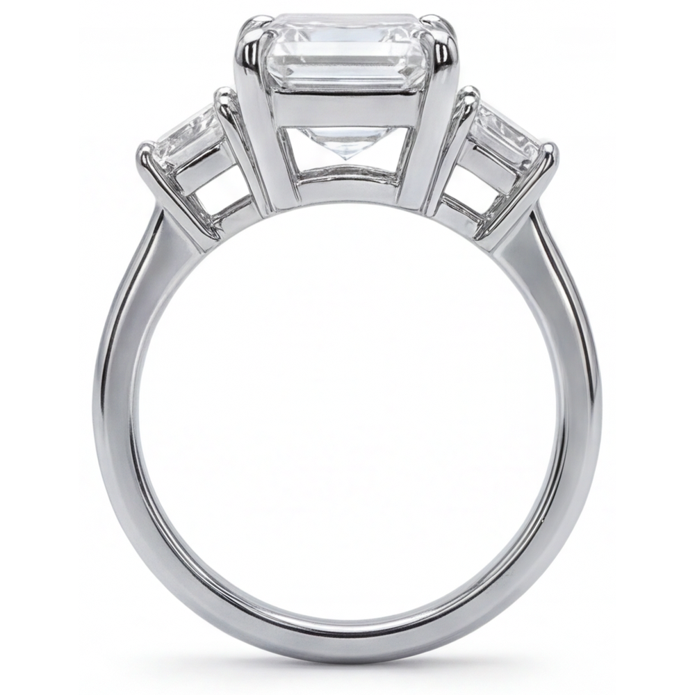 14K White Gold VVS Clarity Fine Diamond 3-Stone Ring 7 ct
