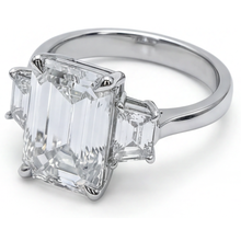 14K White Gold VVS Clarity Fine Diamond 3-Stone Ring 7 ct