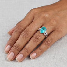 14K White Gold VVS Clarity Neon Paraiba Precious Stone Ring 2 ct
