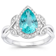 14K White Gold VVS Paraiba Tourmaline Halo Engagement Ring 3.25