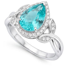 14K White Gold VVS Paraiba Tourmaline Halo Engagement Ring 3.25