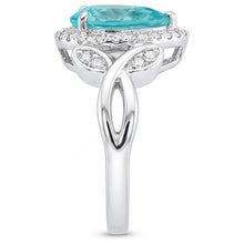 14K White Gold VVS Paraiba Tourmaline Halo Engagement Ring 3.25