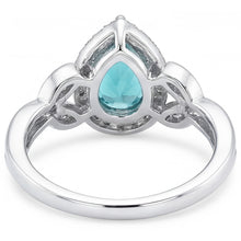 14K White Gold VVS Paraiba Tourmaline Halo Engagement Ring 3.25
