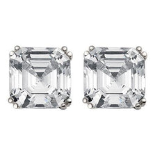 14K White Gold Women Asscher Cut 4 Carats Natural Earth Mined Diamond Stud Earrings Fine
