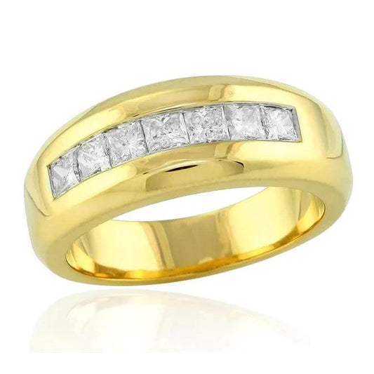 14K Yellow Gold 2 Ct Genuine Princess Cut Diamond Men's Band Jewelry New