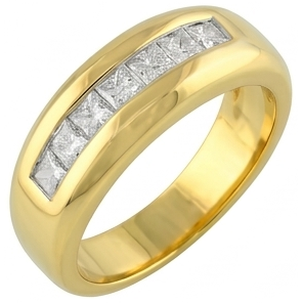 14K Yellow Gold 2 Ct Genuine Princess Cut Natural Earth Mined DIAMOND ( NOT LAB GROWN ) Men's Band Jewellery New