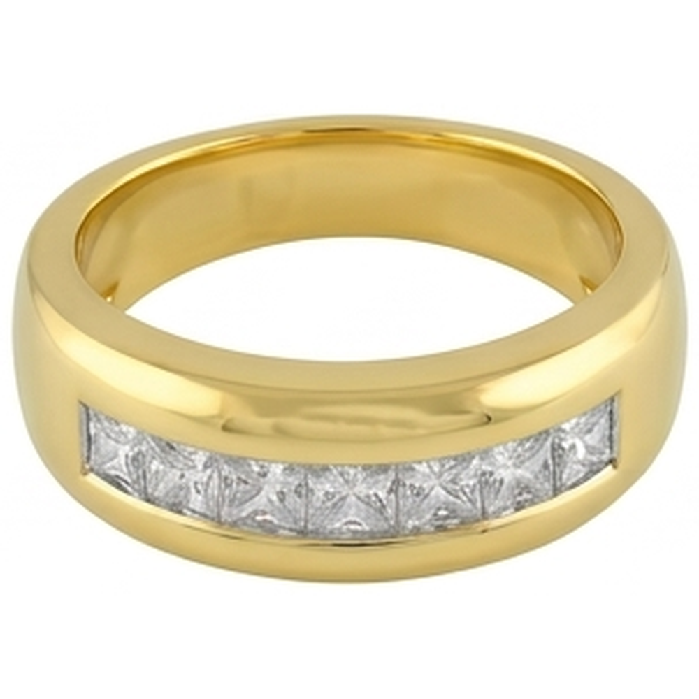 14K Yellow Gold 2 Ct Genuine Princess Cut Natural Earth Mined DIAMOND ( NOT LAB GROWN ) Men's Band Jewellery New