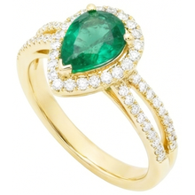 14K Yellow Gold 5 Ct Pear Cut Green Emerald Gemstone Natural Earth Mined Diamond Wedding Ring