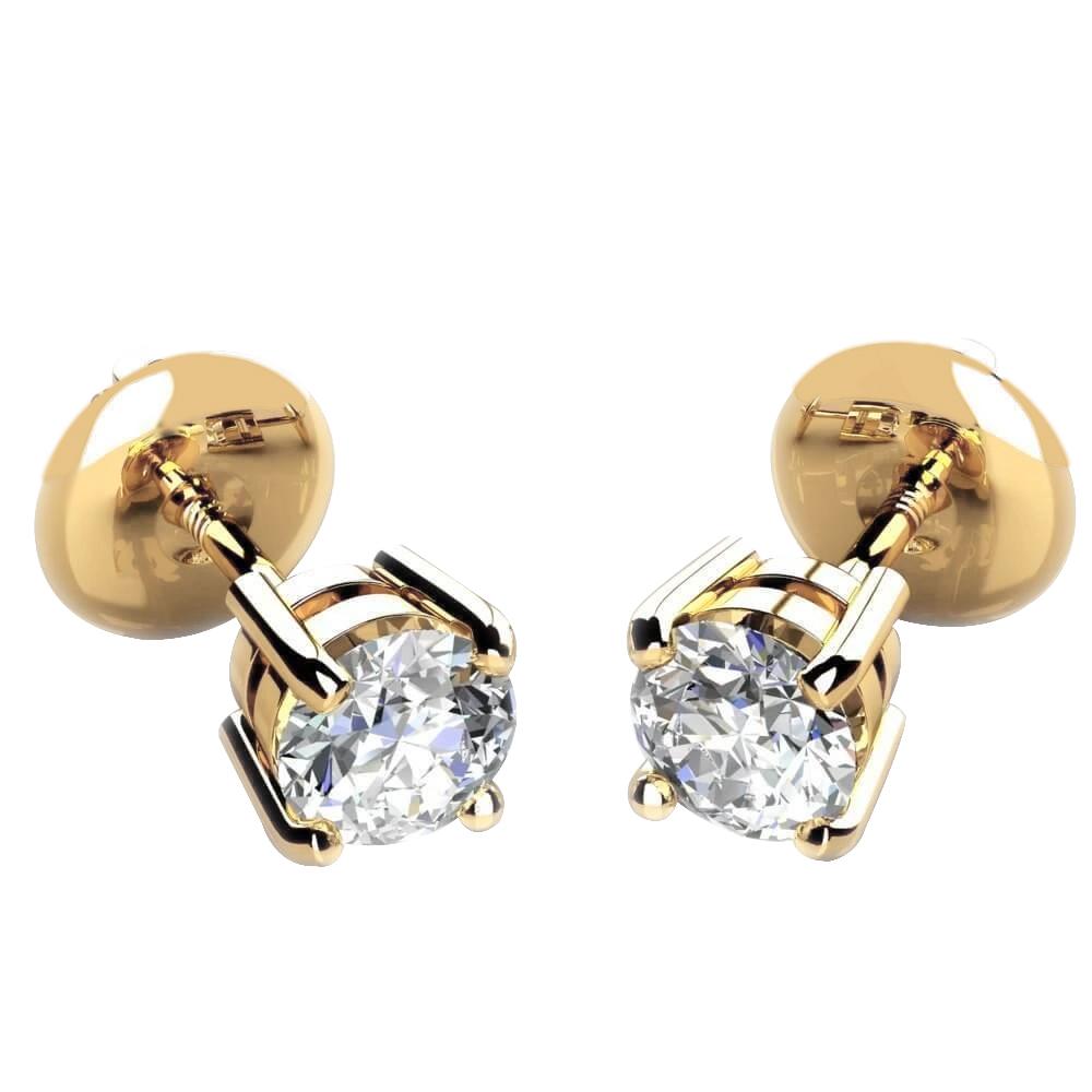 14K Yellow Gold G VS1 5.00 Carats Genuine Diamonds Lady Studs Earrings New