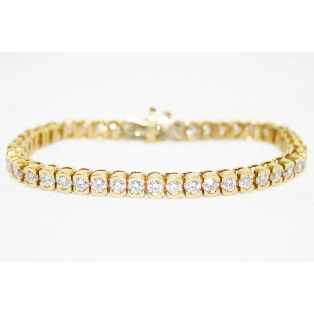 14K Yellow Gold Ladies Round Real Diamond 9 Carats Tennis Bracelet Jewelry