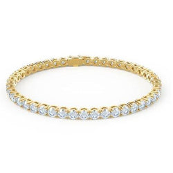 14K Yellow Gold Round Cut 9 Carats Natural Diamonds Tennis Bracelet New