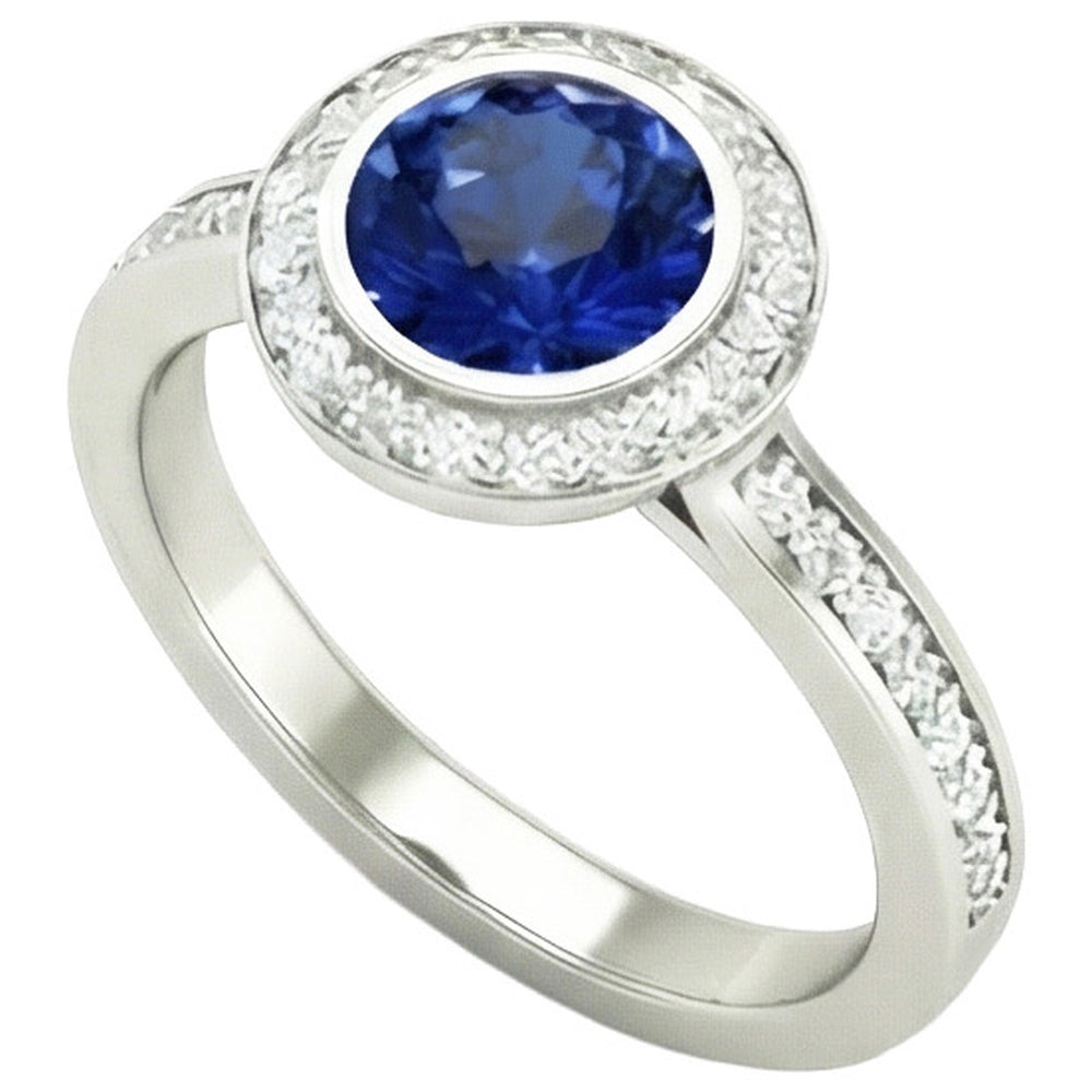 14K Bezel Ceylon Sapphire Natural Earth Mined DIAMOND ( NOT LAB GROWN ) Engagement Ring 3.42 Carats