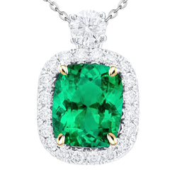 Custom GIA-Certified Colombian Emerald Precious Stone Pendant