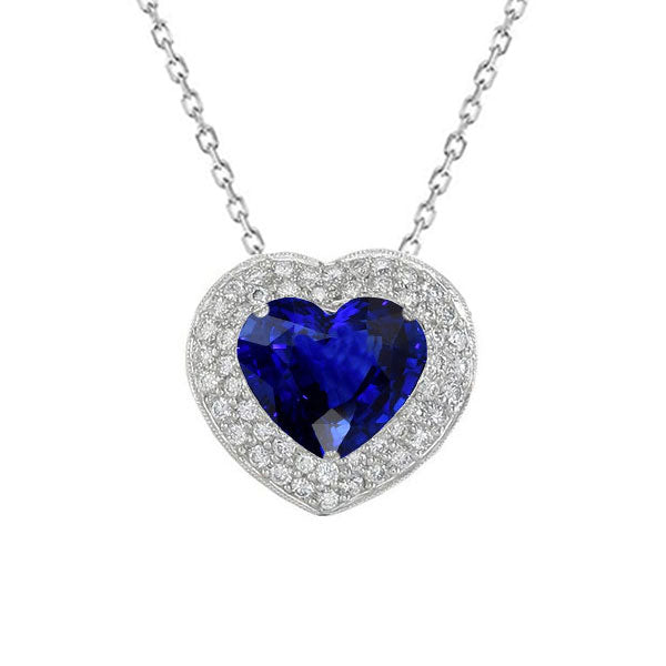 Royal Blue Sapphire Precious Stone Pendant 3.50-ct 14K White Gold – main view