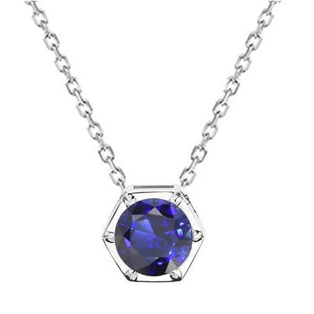 Round Brilliant Blue Sapphire ring in 14K White Gold – main view