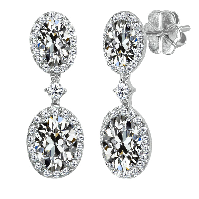 Fine Diamond Old Mine Cut Stud Earrings in 14K White Gold – main view