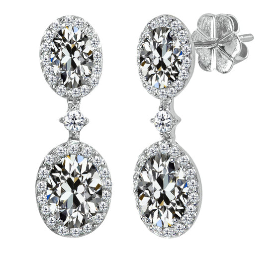 Fine Diamond Old Mine Cut Stud Earrings in 14K White Gold – main view