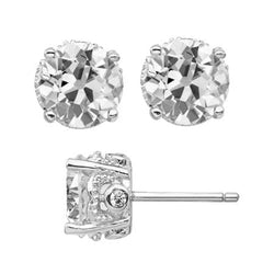 Diamond Antique Cushion Earrings 6 ct – 14 Karat White Gold