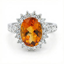 14K White Gold Madeira Citrine And Natural Earth Mined Diamond Ring 22.50 Carats Jewellery