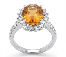 14K White Gold Madeira Citrine And Natural Earth Mined Diamond Ring 22.50 Carats Jewellery