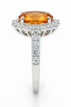 14K White Gold Madeira Citrine And Natural Earth Mined Diamond Ring 22.50 Carats Jewellery
